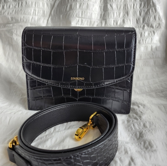 Sinbono Ella Square Faux Crocodile Bag in Black - Picture 7 of 7